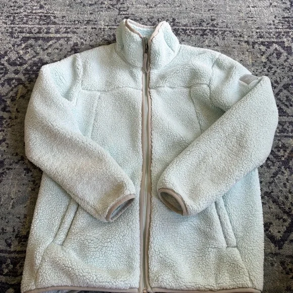 The North Face Kid’s Sherpa Mint Green Fleece Zip-Up Jacket - Picture 2 of 9